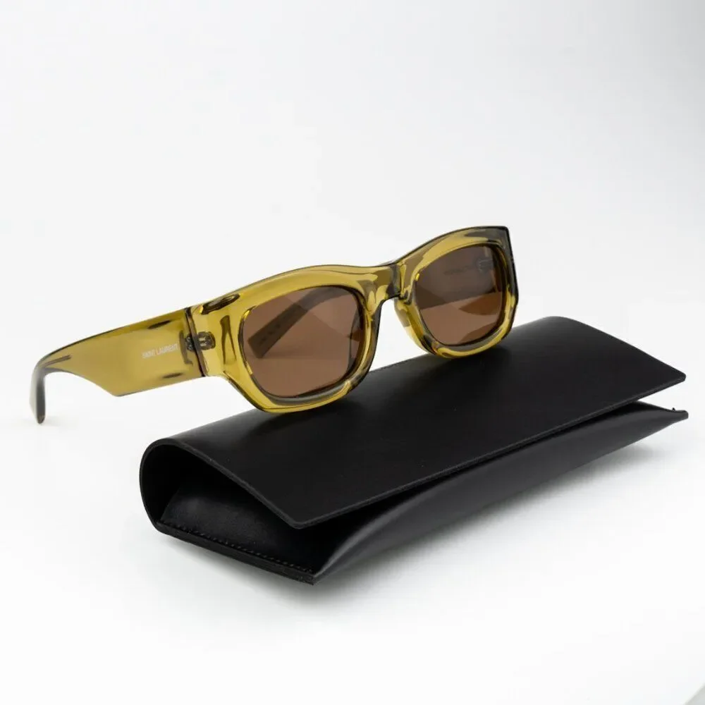 Saint Laurent Olive Green Men's Sunglasses